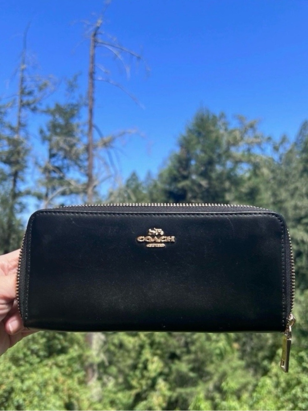 COACH Long Zip-Around Wallet Smooth Leather AUTHENTIC